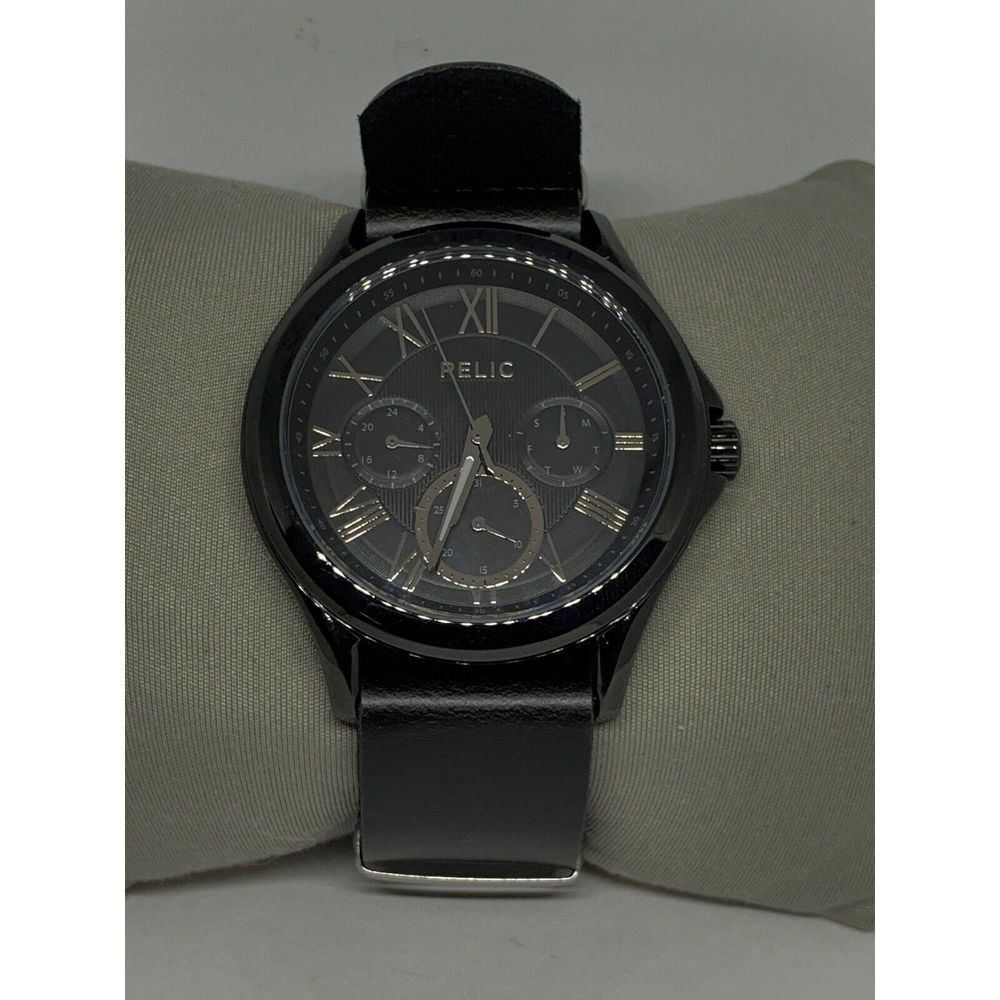Relic ZR15820 All Black Stainless Steel Watch W/ Custom Nato Band FR54